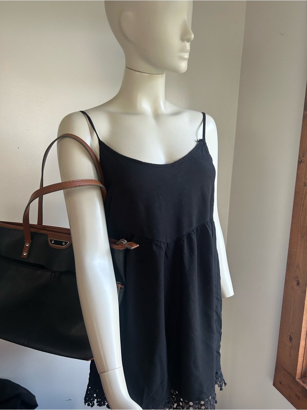 volcom M Black Spaghetti Strap Slip Dress